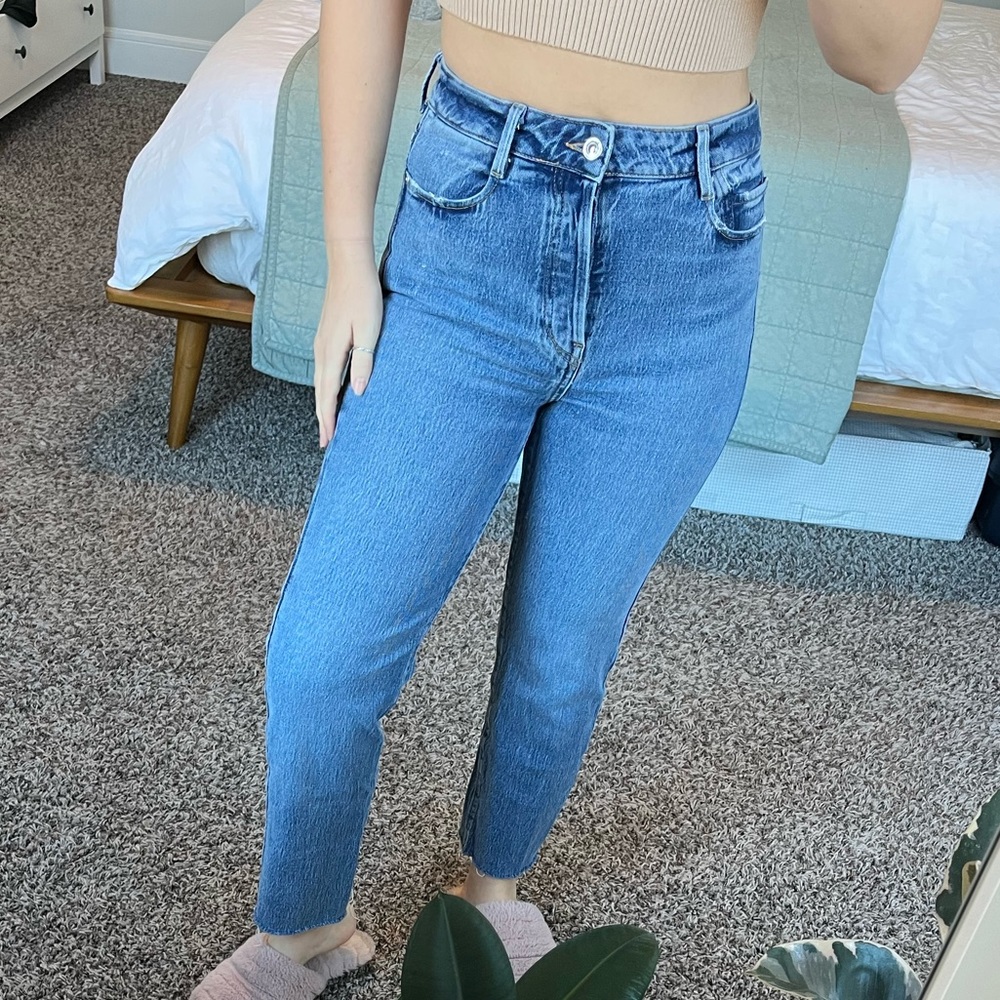 Zara Raw-hem Straight Button Fly Jeans